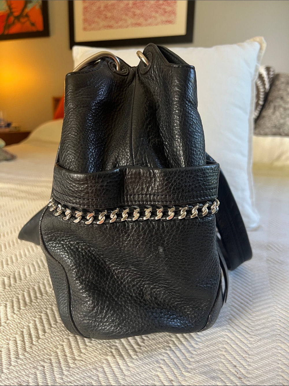 B. Makowsky black pebbled leather hobo shoulder bag - Picture 4 of 8